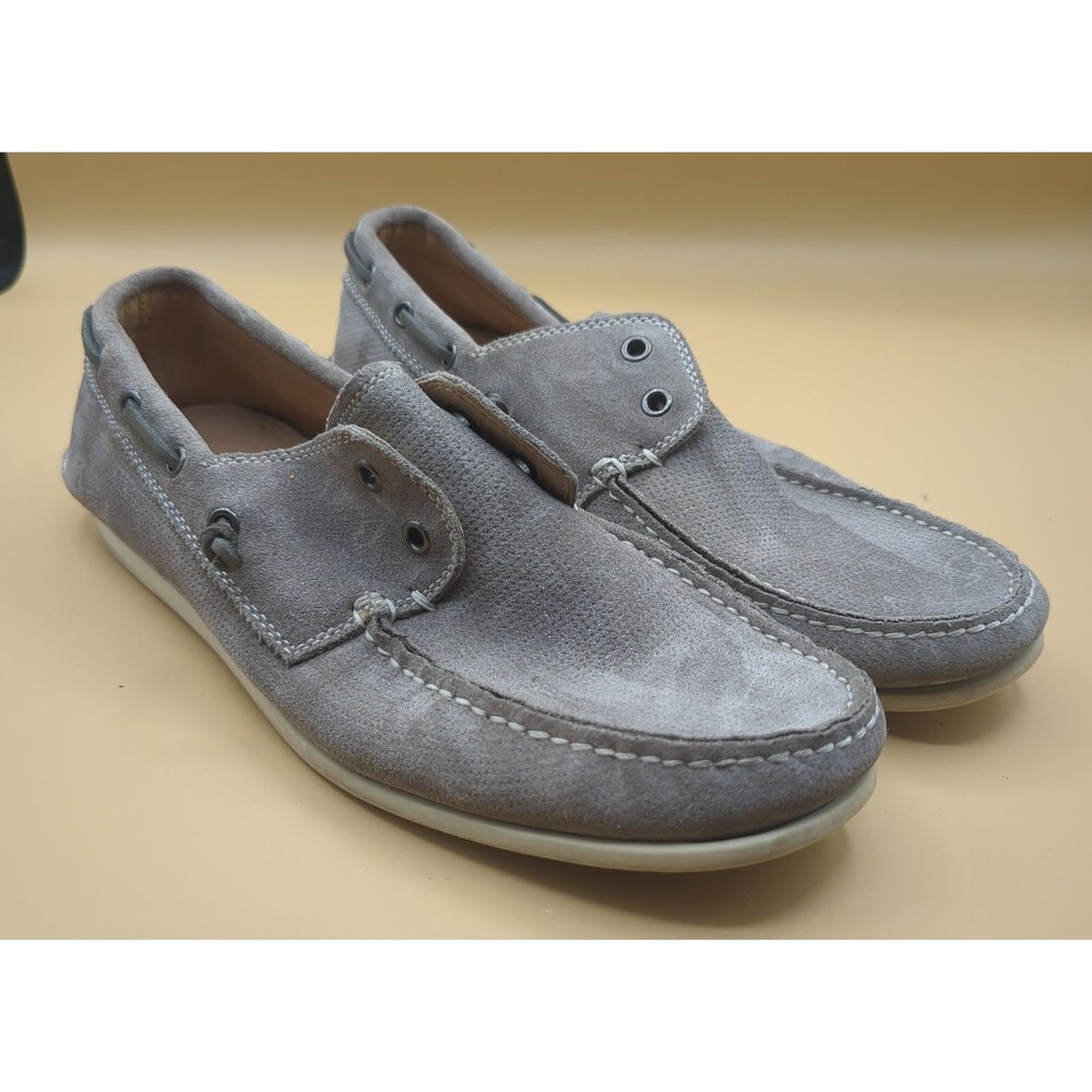 John Varvatos Star USA Slip-on Boat Loafer Men Gray Laceless Shoes US Size 10.5M